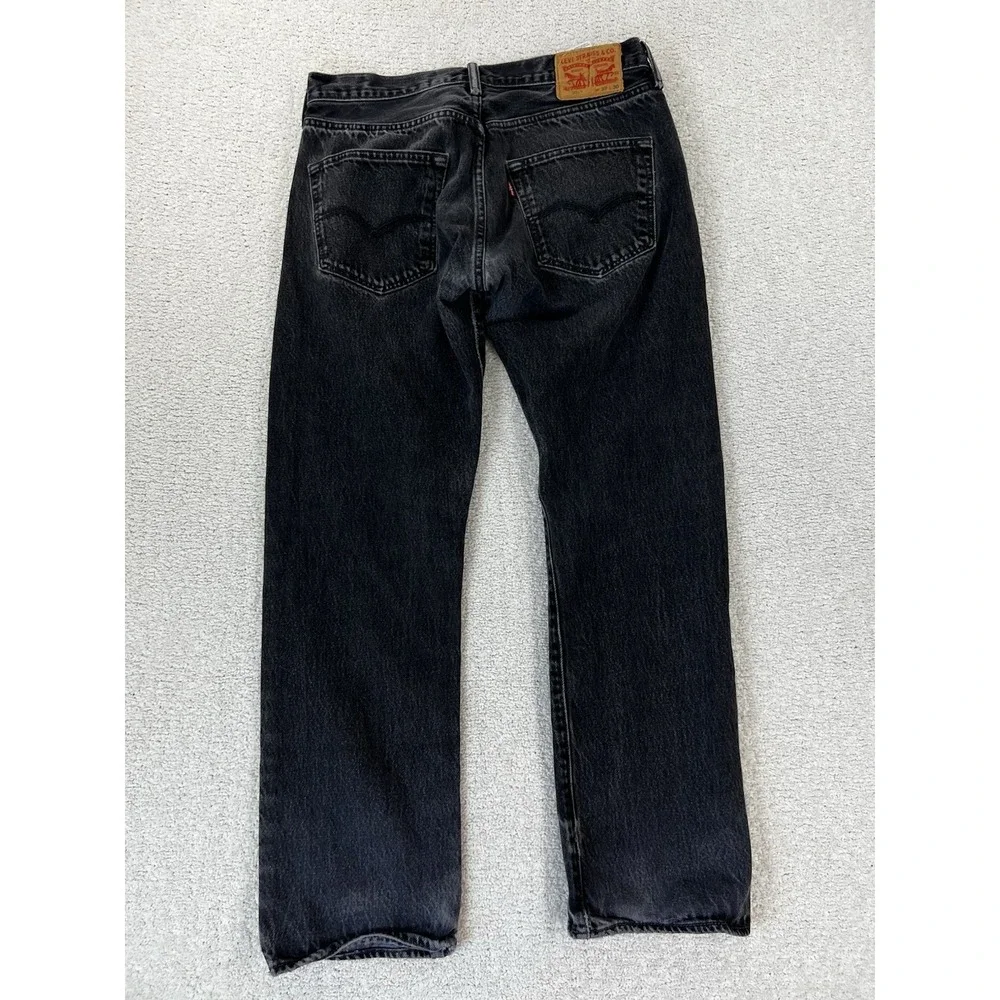 Levis 501 Original Fit Washed Black Jeans Mens 32 Button Fly Denim SKU 0050